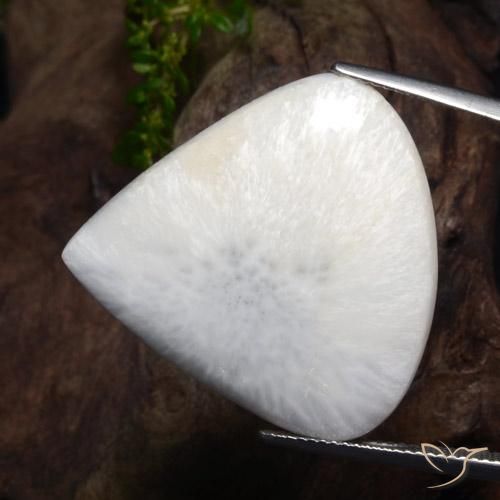 21.93 ct White Scolecite Stone, Natural Scolecite in Pear Cabochon Shape for Sale