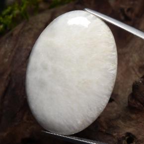 Cream White Scolecite Gem - 34.3ct Oval Cabochon (ID: 474553)