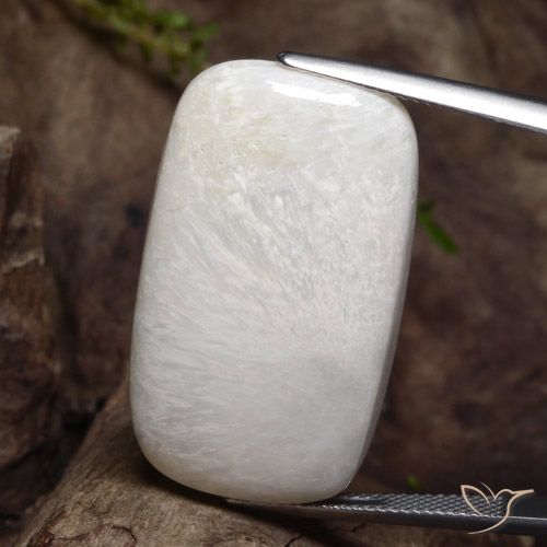 28.79 ct White Scolecite, 31.9 x 18.8 mm Cushion Cut From South Africa, Photo A