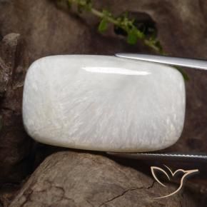 28.79 ct White Scolecite Stone, Natural Scolecite in Cushion Cabochon Shape for Sale