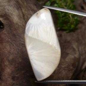 28.06 ct White Scolecite Gemstone, Scolecite Gem in Fancy Cabochon Shape for Sale.
