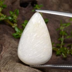 9.97 ct White Scolecite Gemstone, Scolecite Gem in Pear Cabochon Shape for Sale.