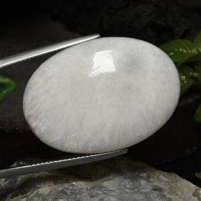 29.57 ct White Scolecite Stone, Natural Scolecite in Oval Cabochon Shape for Sale