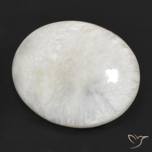 28.95 ct White Scolecite Stone, Natural Scolecite in Oval Cabochon Shape for Sale