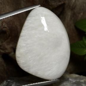 15.83 ct White Scolecite Gemstone, Scolecite Gem in Shark Fin Cabochon Shape for Sale.