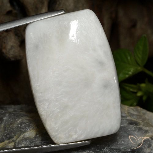 26,7x18,3 mm fancy-schliff weißer Scolecit aus Südafrika, Gewicht 18,97 ct, 1 Stück Scolecit - Farbe: Hellgraues Weiß, natürlicher Edelstein in Opaque Reinheit, Mohs-Härte von 5 - 5,5, Photo A