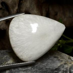 21.19 ct White Scolecite Stone, Natural Scolecite in Pear Cabochon Shape for Sale