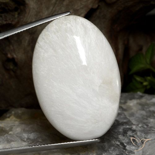 38,06 ct ovaler Scolecit aus Südafrika, Größe: 35,9 x 24,5mm, Reinheit: Opaque, Garantiert echter Edelstein, 1 Stück Scolecit in Hellgraues Weiß Farbe, Mohs-Härte von 5 - 5,5, Photo A