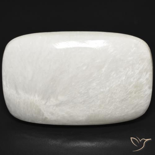 32,82 ct kissenschliff weißer Scolecit aus Südafrika, Größe 33,8 x 22mm, Garantiert natürlicher Edelstein, Opaque Reinheit, 1 Stück Scolecit in Cremeweiß Farbe, Mohs-Härte von 5 - 5,5, Gem-Lab-zertifiziert, Photo A