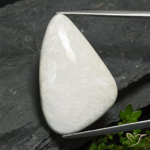 18,54 ct fancy-schliff weißer Scolecit aus Südafrika, Größe 32x20,7 mm, Garantiert natürlicher Edelstein, Opaque Reinheit, 1 Stück Scolecit in Hellgraues Weiß Farbe, Mohs-Härte von 5 - 5,5, Photo A