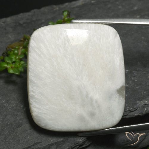 26,3 x 23,9mm kissenschliff weißer Scolecit aus Südafrika, Gewicht 24,36 ct, 1 Stück Scolecit - Farbe: Hellgraues Weiß, natürlicher Edelstein in Opaque Reinheit, Mohs-Härte von 5 - 5,5, Photo A