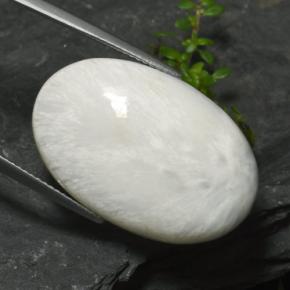 15.77 ct White Scolecite Stone, Natural Scolecite in Oval Cabochon Shape for Sale