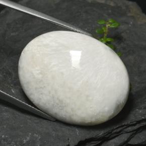 22.74 ct White Scolecite Stone, Natural Scolecite in Oval Cabochon Shape for Sale