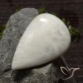 28.69 ct White Scolecite Stone, Natural Scolecite in Pear Cabochon Shape for Sale