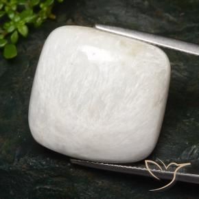 27.96 ct White Scolecite Stone, Natural Scolecite in Cushion Cabochon Shape for Sale