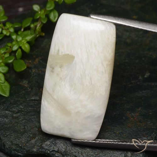 17.7 ct White Scolecite, 26.1 x 14 mm Barrel Cut From South Africa, Photo A