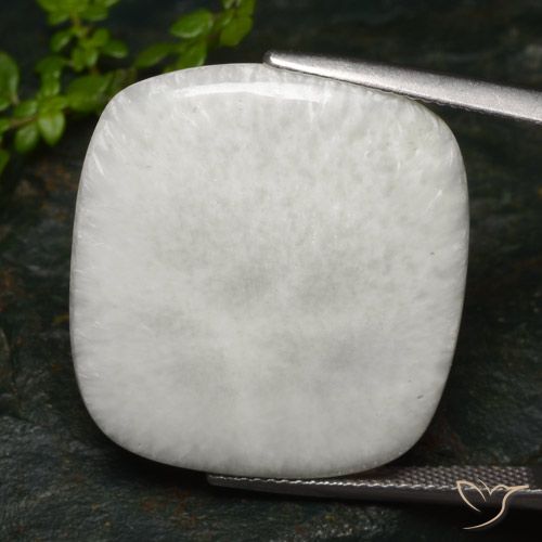 26,2 x 24mm kissenschliff weißer Scolecit aus Südafrika, Gewicht 27,39 ct, 1 Stück Scolecit - Farbe: Warmweiß, natürlicher Edelstein in Opaque Reinheit, Mohs-Härte von 5 - 5,5, Photo A