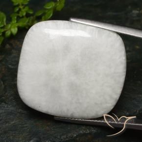 27.39 ct White Scolecite Stone, Natural Scolecite in Cushion Cabochon Shape for Sale