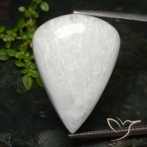 20.87 ct White Scolecite Stone, Natural Scolecite in Pear Cabochon Shape for Sale