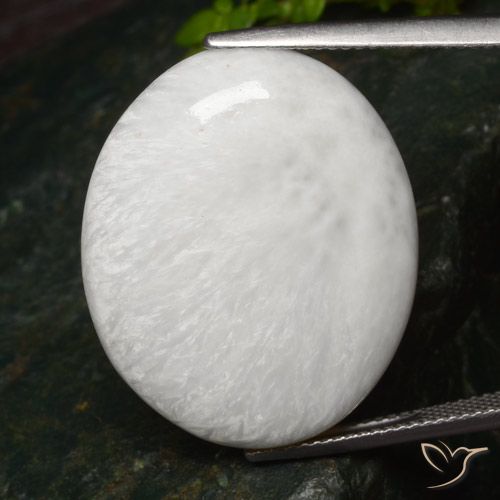 27,1 x 21,8mm ovaler weißer Scolecit aus Südafrika, Gewicht 25,71 ct, 1 Stück Scolecit - Farbe: Hellweiß, natürlicher Edelstein in Opaque Reinheit, Mohs-Härte von 5 - 5,5, Photo A