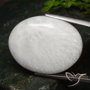 25.71 ct White Scolecite Stone, Natural Scolecite in Oval Cabochon Shape for Sale