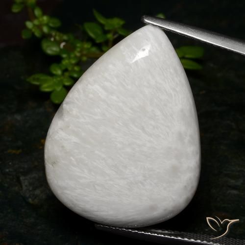 19,68 ct birnenschliff weißer Scolecit aus Südafrika, Größe 27,3 x 20,4mm, Garantiert natürlicher Edelstein, Opaque Reinheit, 1 Stück Scolecit in Cremeweiß Farbe, Mohs-Härte von 5 - 5,5, Photo A