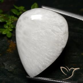 19.68 ct White Scolecite Stone, Natural Scolecite in Pear Cabochon Shape for Sale