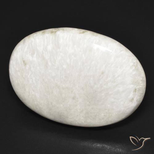 25.44 ct White Scolecite Stone, Natural Scolecite in Oval Cabochon Shape for Sale
