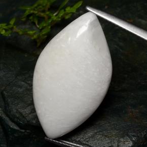 18.91 ct White Scolecite Gemstone, Scolecite Gem in Marquise Cabochon Shape for Sale.