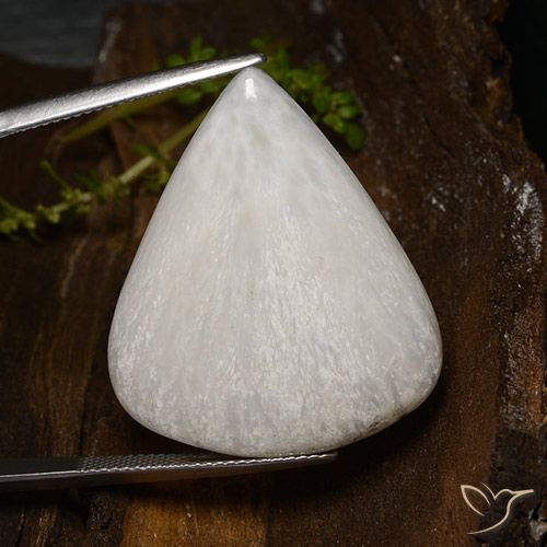 26,24 ct birnenschliff weißer Scolecit aus Südafrika, Größe 30,9 x 25,9mm, natürlicher Edelstein, Opaque Reinheit, 1 Stück birnenschliff Scolecit, Mohs-Härte von 5 - 5,5 , Photo A