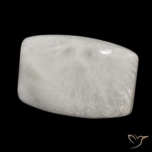 18.97 ct White Scolecite Stone, Natural Scolecite in Cushion Cabochon Shape for Sale