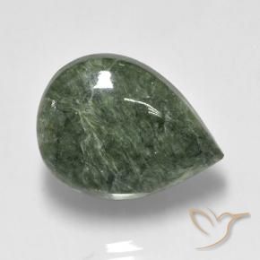 8.09 ct Green Seraphinite Stone, Natural Seraphinite in Pear Cabochon Shape for Sale