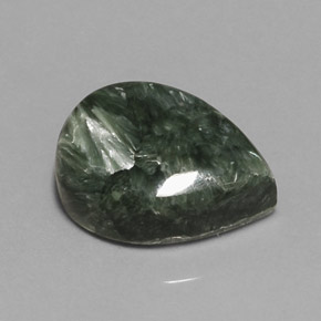 8.32 ct Green Seraphinite Gemstone, Seraphinite Gem in Pear Cabochon Shape for Sale.