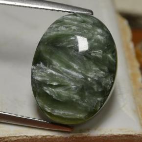 9.70 ct Green Seraphinite Gemstone, Seraphinite Gem in Oval Cabochon Shape for Sale.