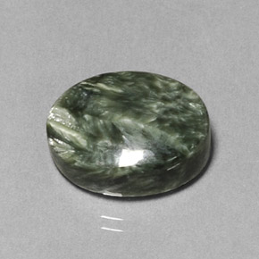 9.89 ct Green Seraphinite Gemstone, Seraphinite Gem in Oval Cabochon Shape for Sale.