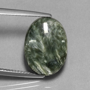 9.89 ct Green Seraphinite Stone, Natural Seraphinite in Oval Cabochon Shape for Sale