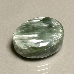 10.63 ct Green Seraphinite Gemstone, Seraphinite Gem in Oval Cabochon Shape for Sale.