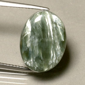 10.63 ct Green Seraphinite Stone, Natural Seraphinite in Oval Cabochon Shape for Sale