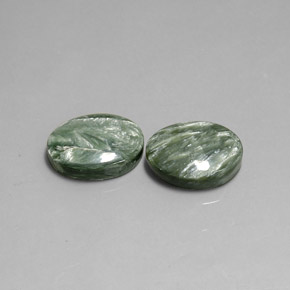 15.82 ct Green Seraphinite Gemstone, Seraphinite Gem in Oval Cabochon Shape for Sale.