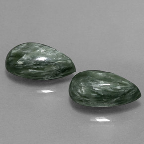 4.04 ct Green Seraphinite Stone, Natural Seraphinite in Pear Cabochon Shape for Sale