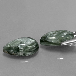Seraphinite Gemstone in 11.2 x 6.3 mm Size for Sale, Seraphinite Stone in Green Color
