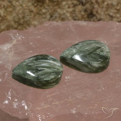 16.51 ctw Green Seraphinite Stones, Natural Seraphinite in Pear Cabochon Shape for Sale