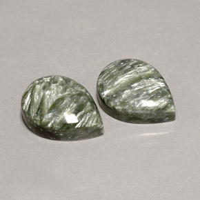 16.85 ct Green Seraphinite Gemstone, Seraphinite Gem in Pear Cabochon Shape for Sale.