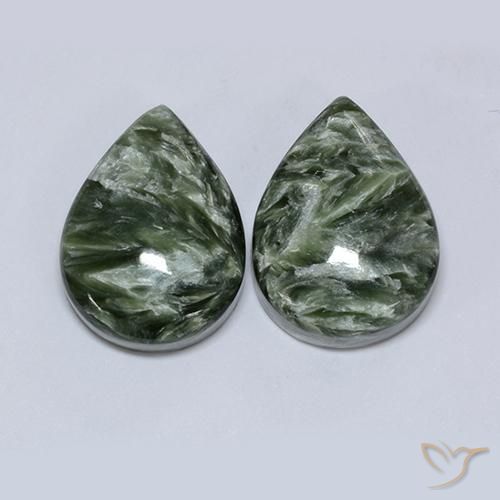 16.67ctw Natural Army Green Seraphinite, Pear Shape, Opaque