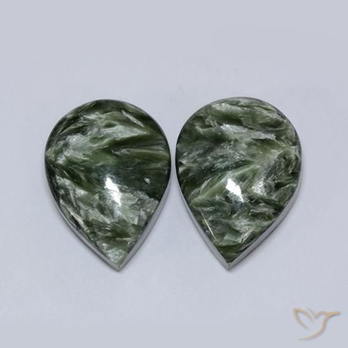 Seraphinite Gemstones in 16 x 12 mm (calibrated) Size for Sale, Seraphinite Stones in Army Green Color