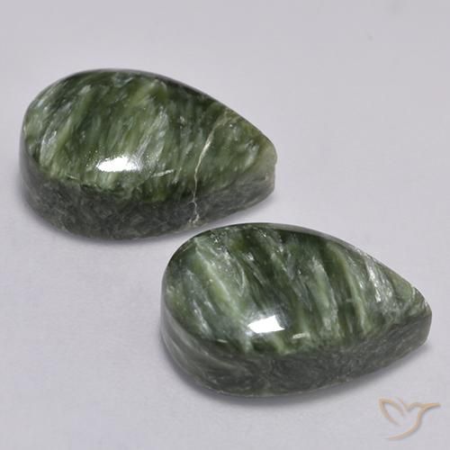 Seraphinite Gemstones in 16 x 12 mm (calibrated) Size for Sale, Seraphinite Stones in Army Green Color