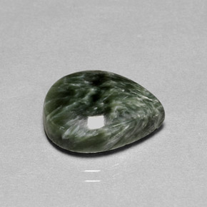 8.32 ct Green Seraphinite Gemstone, Seraphinite Gem in Pear Cabochon Shape for Sale.
