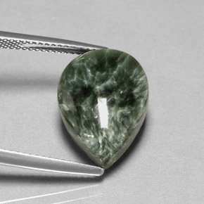8.32 ct Green Seraphinite Stone, Natural Seraphinite in Pear Cabochon Shape for Sale