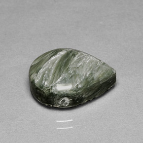 8.53 ct Green Seraphinite Gemstone, Seraphinite Gem in Pear Cabochon Shape for Sale.