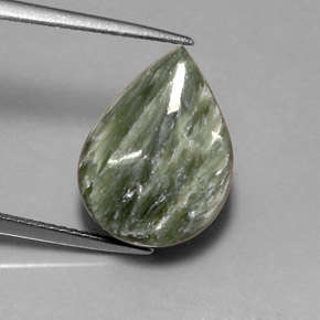 7.87 ct Green Seraphinite Stone, Natural Seraphinite in Pear Cabochon Shape for Sale